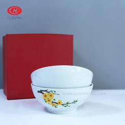 Bộ 10 Sản Phẩm Bát Đĩa Minh Châu Vẽ Hoa Mai Vàng
