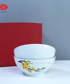 Bộ 10 Sản Phẩm Bát Đĩa Minh Châu Vẽ Hoa Mai Vàng