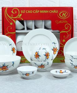 Bát Đĩa Minh Châu Vẽ Hoa Lựu