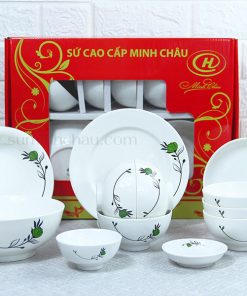 Bát Đĩa Minh Châu Vẽ Nguyệt Quế