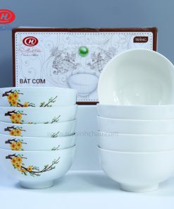 Bộ 10 Sản Phẩm Bát Đĩa Minh Châu Vẽ Hoa Mai Vàng