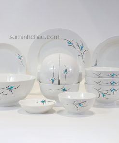 Bộ 12 Sản Phẩm Bát Đĩa Minh Châu Vẽ Hoa Cỏ May